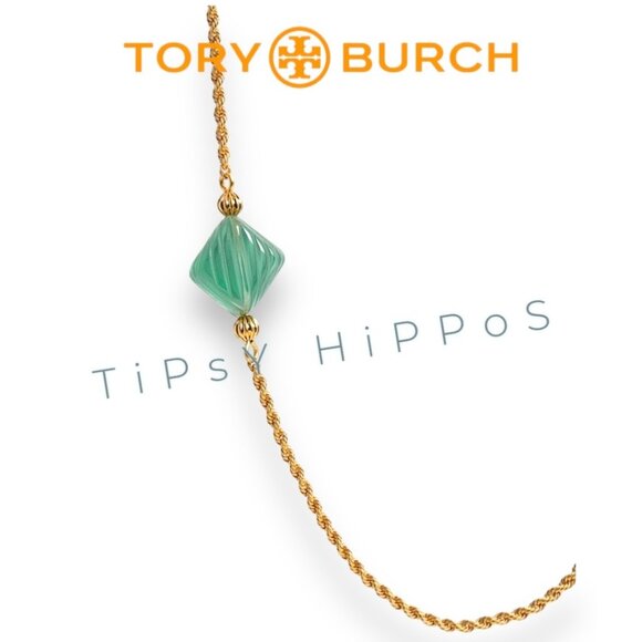 Tory Burch Gold & Green Earrings & Necklace Set Sparkle Like a Fancy Leprechaun - Picture 5 of 9